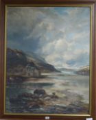 Clarence Roe, oil on canvas, loch scene, signed, 91 x 70cm