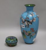 A Japanese cloisonne vase and a Chinese cloisonne vase tallest 30.5cm