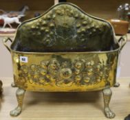 A Dutch brass coal basket height 42cm width 54cm