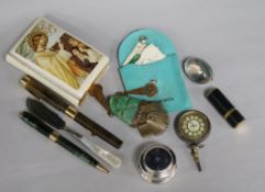 A gold mounted pen, a similar pencil and other items