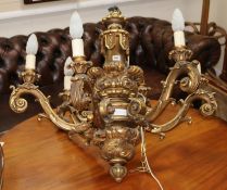 A six branch giltwood chandelier length 78cm