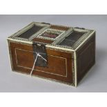 A 19th century Southern Indian sandalwood and ivory jewellery box