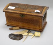 A late 19th century Folk Art wood box and other items