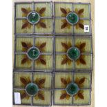 A set of six stained glass panels height 17cm width 15cm