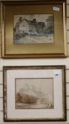 O.H. Thomas, watercolour, Ticehurst, Sussex, 23 x 31cm and an earlier view of a castle, 22 x 28cm