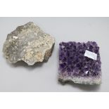 An amethyst crystal sample and a rock crystal sample