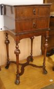 A mahogany sewing box on stand W.42cm
