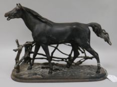 A Russian cast iron equine study after P.J. Mene height 29cm width 29cm