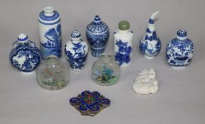 A collection of snuff bottles and other items
