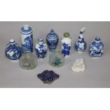 A collection of snuff bottles and other items