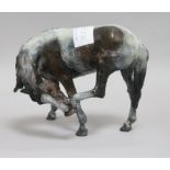 Belinda Sillers. A cold painted bronze figure of a horse scratching, no. 11/24 height 14cm