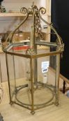 A glass lantern height 57cm