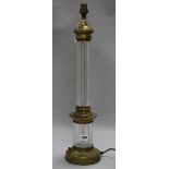 A brass and glass table lamp height 30cm