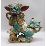 A large Chinese stoneware figure of a lion-dog height 43cm