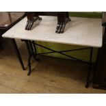 A marble topped Parisian bistro table W.100cm