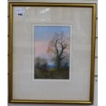 Paul Evans, gouache, 'Autumn Evening near Edenbridge', signed, 26 x 18cm