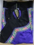A Chinese embroidered black satin robe