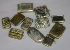 Eleven brass vesta's, various