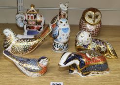 Eight Royal Crown Derby birds / animals