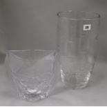 A Waterford glass vase and a Galway vase height 37cm