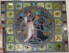 A Victorian rectangular stained glass panel