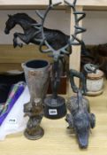 A collection of horses, birds and vases and bears