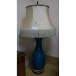 A Japanese turquoise glazed lamp height 83cm