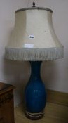 A Japanese turquoise glazed lamp height 83cm