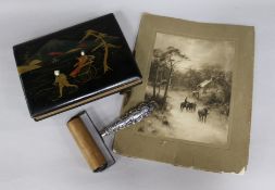 A silver handled Edwardian blotter and photo album