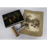 A silver handled Edwardian blotter and photo album