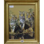 Adrien Blunt, watercolour and gouache, Tigers, signed and dated 1988 42 x 31cm.