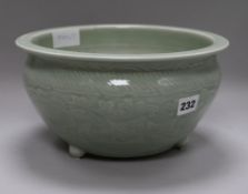 A large Chinese celadon censer diameter 28cm