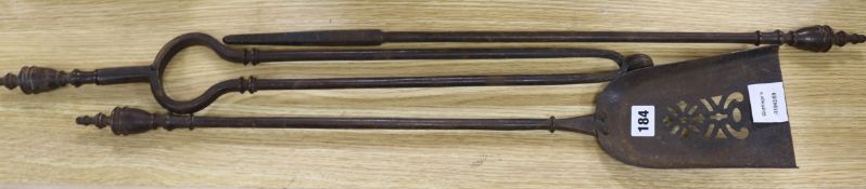 A set of three fire irons