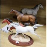 Two Beswick horses and a similar model of two horses tallest 33cm