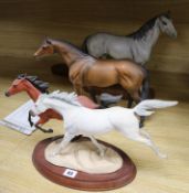Two Beswick horses and a similar model of two horses tallest 33cm