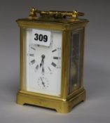 A Henri Jacot striking corniche case carriage clock height 14cm