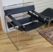 A pair of leather and chrome Wassily style chairs