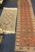 Caucasian rug and another 260cm x 80cm