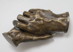 After Harriet Goodhue Hosmer (1830-1908), 'Poet's Hands', bronze effect, a reproduction of the