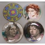 Four Royal Doulton plates, three signed diameter 26.5cm