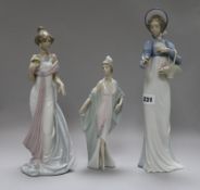 Three Lladro figures of ladies, A Flower for You, No. 6427, Sophisticate, No. 5787 and Summer