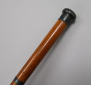 An Edwardian silver mounted malacca cane sword stick length 83.5cm