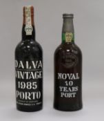 Two bottles port Dalva 1985, Noval 1980