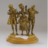 A Continental gilt bronze group of suitors and a lady height 16cm