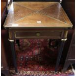 A French brass mounted mahogany envelope card table W.58cm