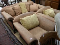 A three piece suite sofa W.195cm