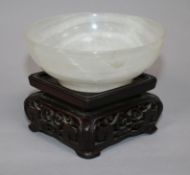 A jade bowl and stand height 8cm