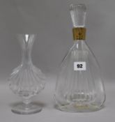 A Baccarat decanter and a vase decanter height 29cm