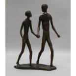 Daphne Hardy Henrion (1917-2003). A bronze, Walking Couple, signed initials, height 32cm width 23cm