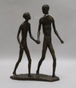 Daphne Hardy Henrion (1917-2003). A bronze, Walking Couple, signed initials, height 32cm width 23cm